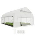 Outsunny Tunnelgewächshaus, 10,4 m², Gartenhaus, UV-beständig, Rolltür mit Reißverschluss, Fenster aus Mesh, verzinktes Stahlrohr und PE 140g/㎡, 350 x 300 x 200 cm, weiß - Thumbnail 10