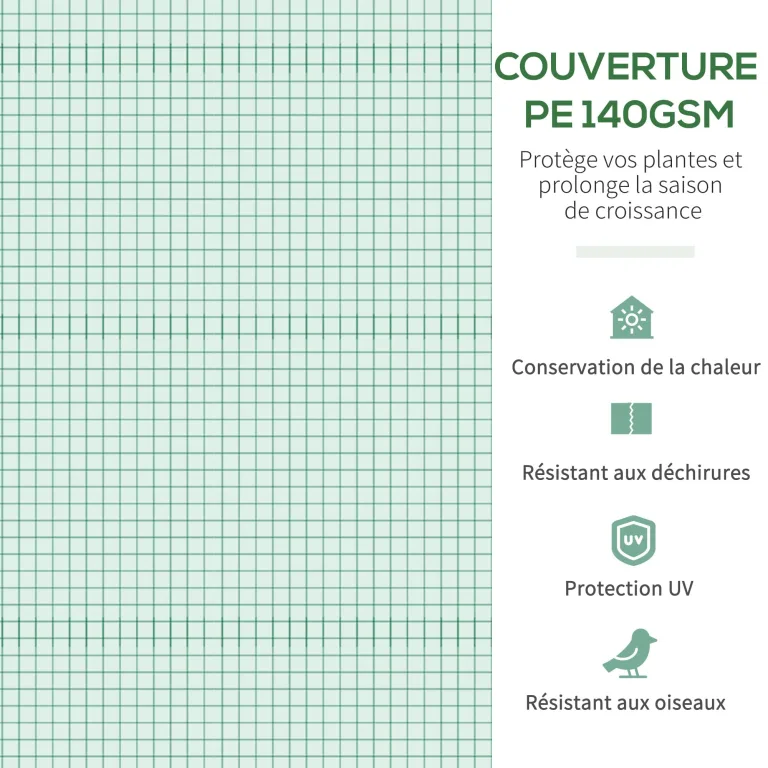 Outsunny Tunnelgewächshaus, 10,4 m², Gartenhaus, UV-beständig, Reißverschlusstür zum Aufrollen, Fenster aus Mesh, verzinktes Stahlrohr und PE 140g/㎡, 350 x 300 x 200 cm, grün – Bild 4