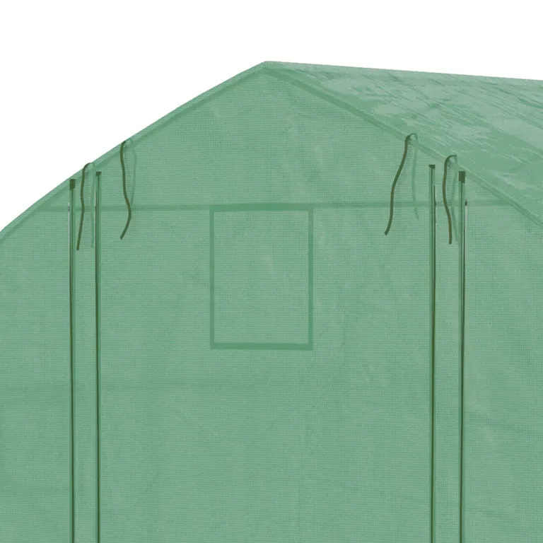 Outsunny Tunnelgewächshaus, 10,4 m², Gartenhaus, UV-beständig, Reißverschlusstür zum Aufrollen, Fenster aus Mesh, verzinktes Stahlrohr und PE 140g/㎡, 350 x 300 x 200 cm, grün – Bild 9