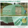 Outsunny Tunnelgewächshaus, 10,4 m², Gartenhaus, UV-beständig, Reißverschlusstür zum Aufrollen, Fenster aus Mesh, verzinktes Stahlrohr und PE 140g/㎡, 350 x 300 x 200 cm, grün - Thumbnail 6