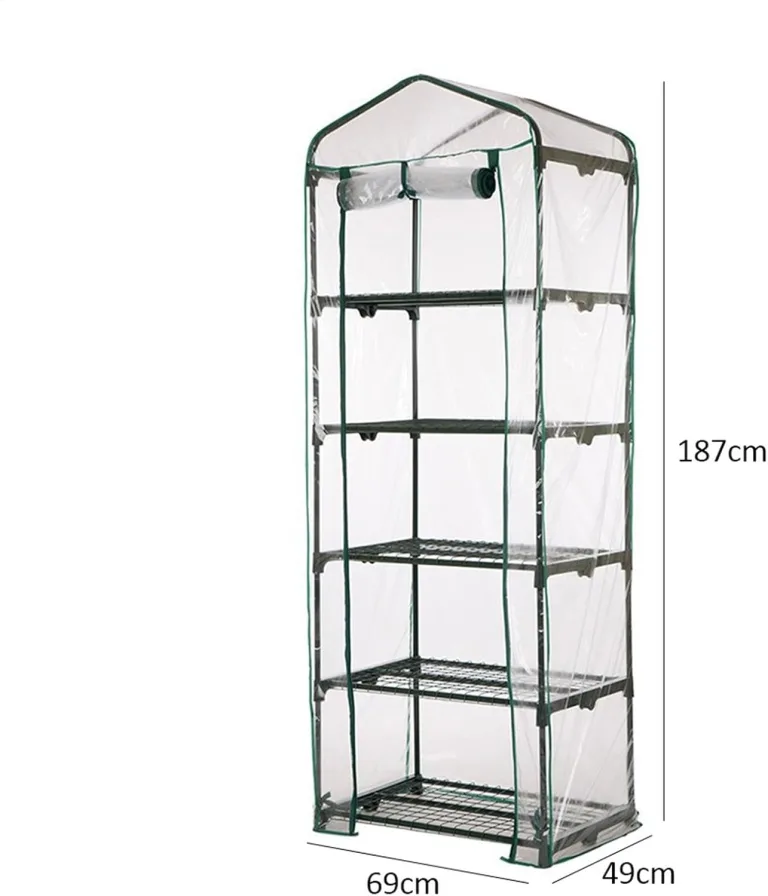 Gewächshaus Abdeckung Ohne R-egal, Ersatz-Gewächshausabdeckungen mit aufrollbarer Tür, wasserdichte PVC Abdeckung für Frühbeet Tomatenhaus Gemüse Gewächshaus, Outdoor Winterschutz für Pflanzen Blumen – Bild 2