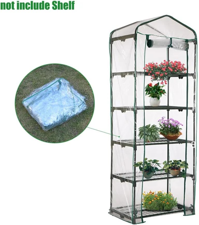 Gewächshaus Abdeckung Ohne R-egal, Ersatz-Gewächshausabdeckungen mit aufrollbarer Tür, wasserdichte PVC Abdeckung für Frühbeet Tomatenhaus Gemüse Gewächshaus, Outdoor Winterschutz für Pflanzen Blumen – Bild 3