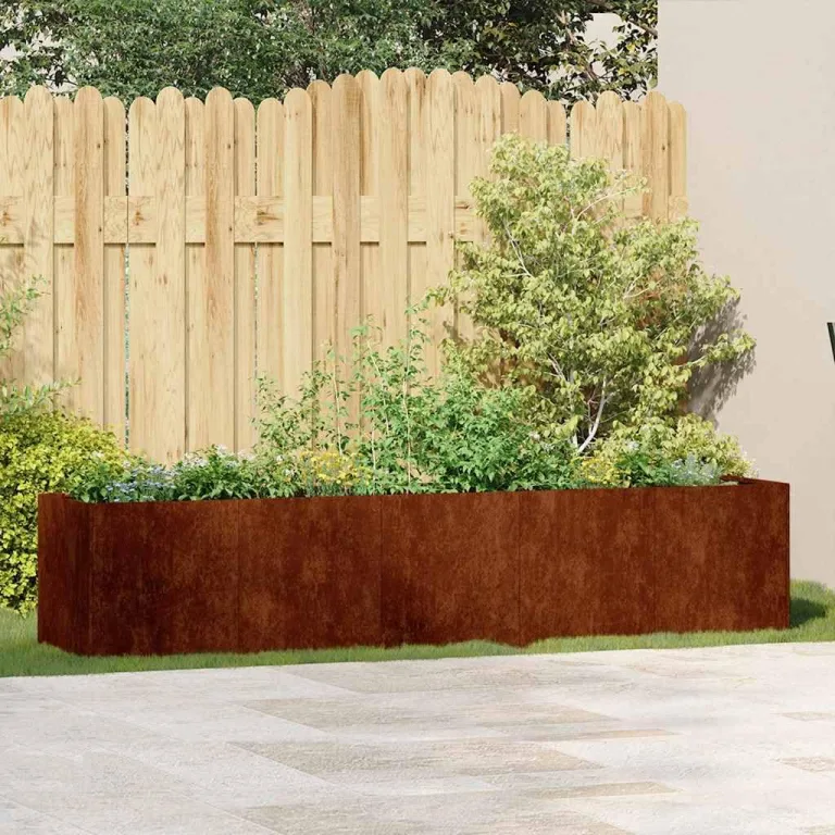 vidaXL Pflanzkübel Rostig 200x40x40 cm Wetterfester Stahl, Pflanzschale, Garten-Garten-Pflanzkübel, Outdoor-Pflanzgefäß, Hochbeet, Pflanzgefäß – Bild 2