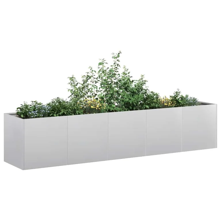 vidaXL Pflanzkübel 200x40x40 cm Verzinkter Stahl, Pflanzschale, Garten-Garten-Pflanzkübel, Outdoor-Pflanzgefäß, Hochbeet, Pflanzgefäß, Blumenkasten – Bild 3