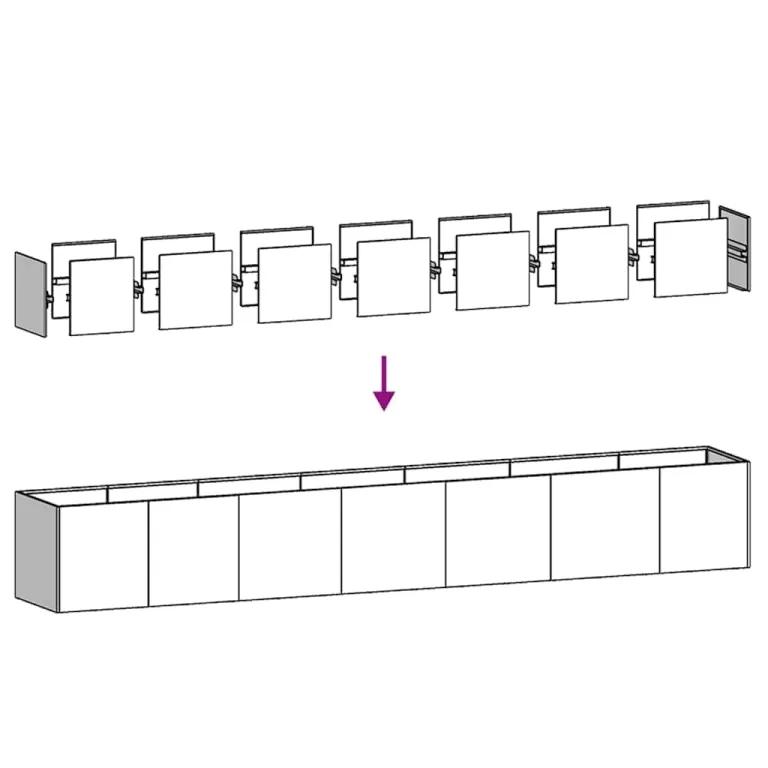 vidaXL Pflanzkübel 280x40x40 cm Verzinkter Stahl, Pflanzschale, Garten-Garten-Pflanzkübel, Outdoor-Pflanzgefäß, Hochbeet, Pflanzgefäß, Blumenkasten – Bild 6