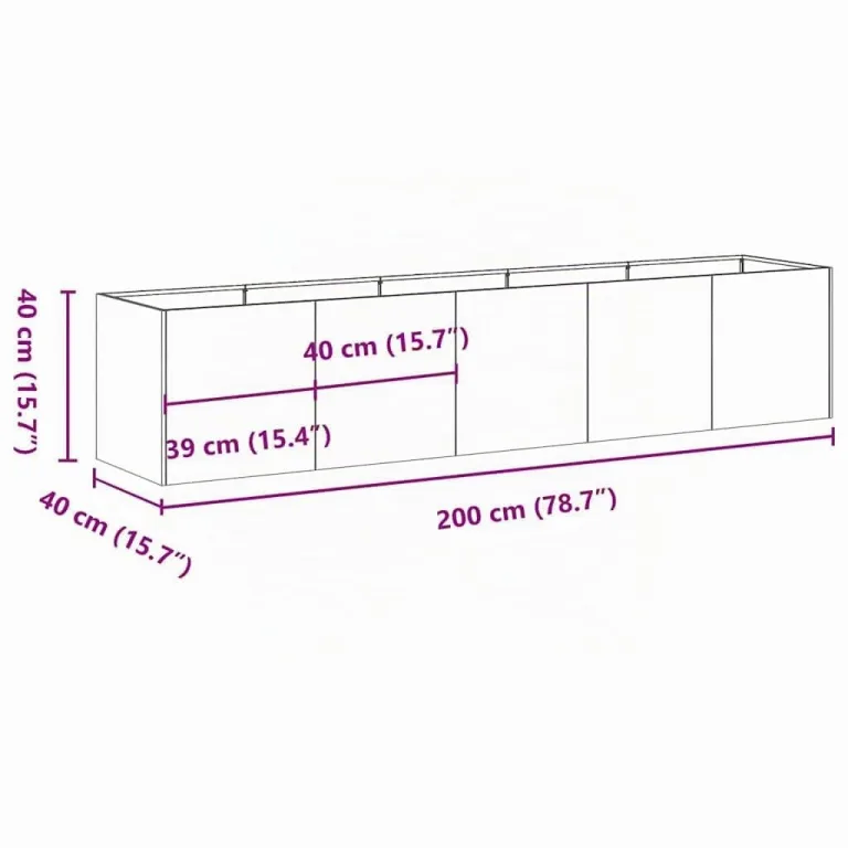 vidaXL Pflanzgefäß Schwarz 200 x 40 x 40 cm Kaltgewalzter Stahl – Bild 3