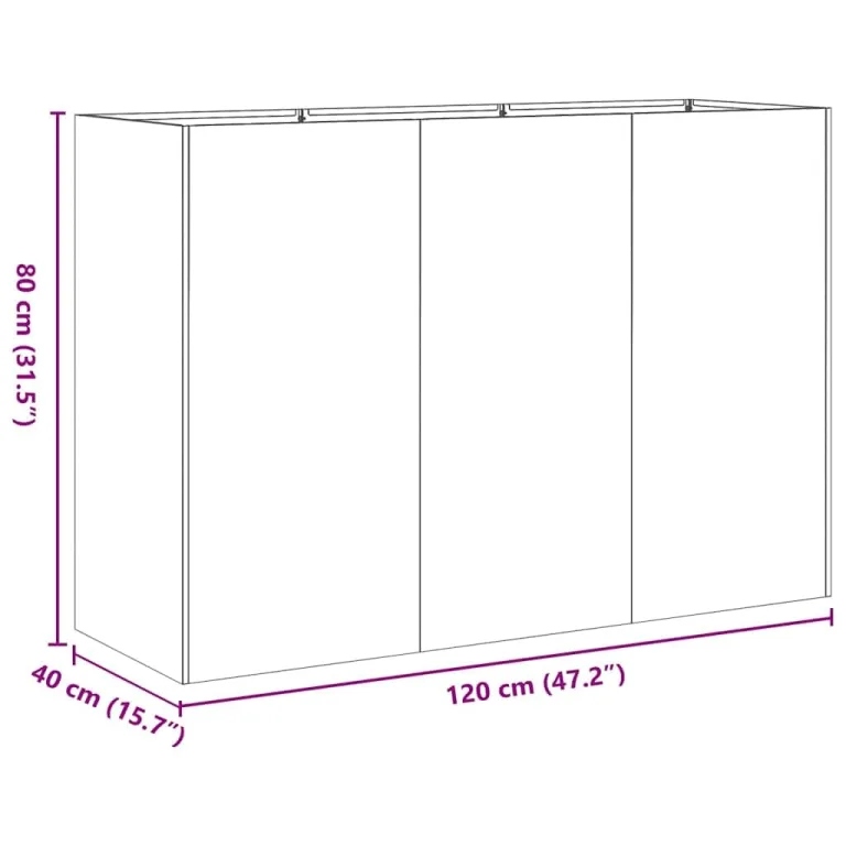 vidaXL Pflanzkübel Weiß 120x40x80 cm Kaltgewalzter Stahl, Pflanzschale, Garten-Garten-Pflanzkübel, Outdoor-Pflanzgefäß, Hochbeet, Pflanzgefäß – Bild 3