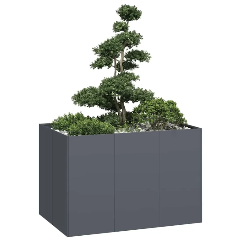 vidaXL Pflanzgefäß Anthrazit 120x80x80 cm Stahl, Pflanzschale, Garten-Garten-Pflanzkübel, Outdoor-Pflanzgefäß, Hochbeet, Pflanzgefäß, Blumenkasten – Bild 4