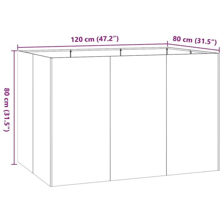 vidaXL Pflanzgefäß Weiß 120x80x80 cm Stahl, Pflanzschale, Garten-Garten-Pflanzkübel, Outdoor-Pflanzgefäß, Hochbeet, Pflanzgefäß, Blumenkasten – Bild 3