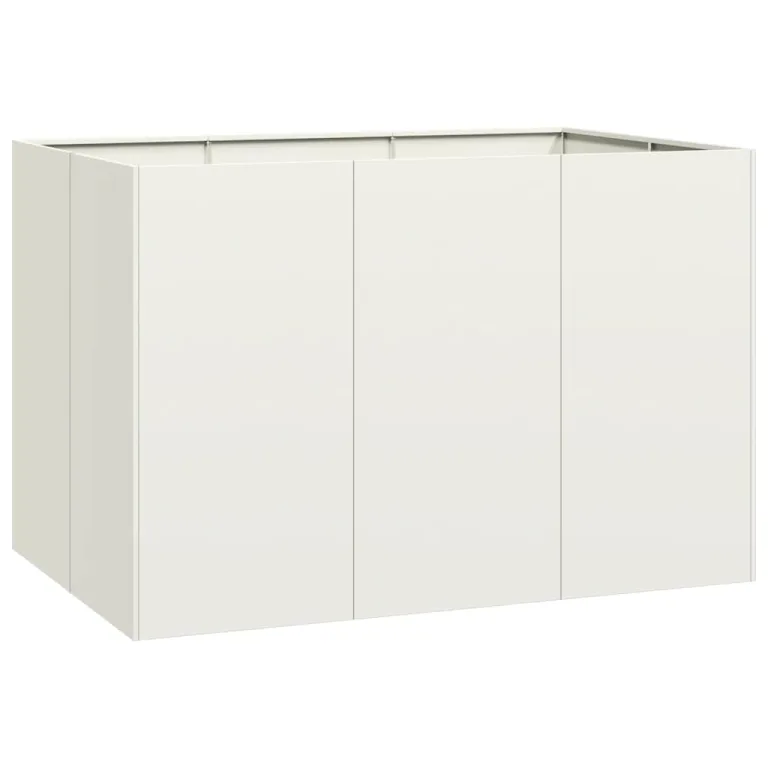 vidaXL Pflanzgefäß Weiß 120x80x80 cm Stahl, Pflanzschale, Garten-Garten-Pflanzkübel, Outdoor-Pflanzgefäß, Hochbeet, Pflanzgefäß, Blumenkasten – Bild 1