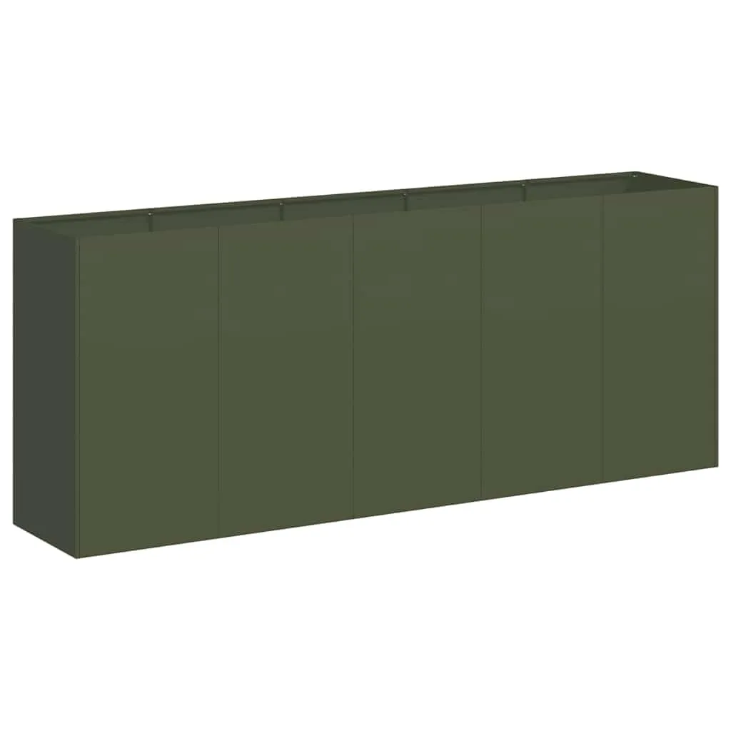 vidaXL Pflanzkübel Olivgrün 200x40x80 cm Kaltgewalzter Stahl, Pflanzschale, Garten-Garten-Pflanzkübel, Outdoor-Pflanzgefäß, Hochbeet, Pflanzgefäß - Bild 1