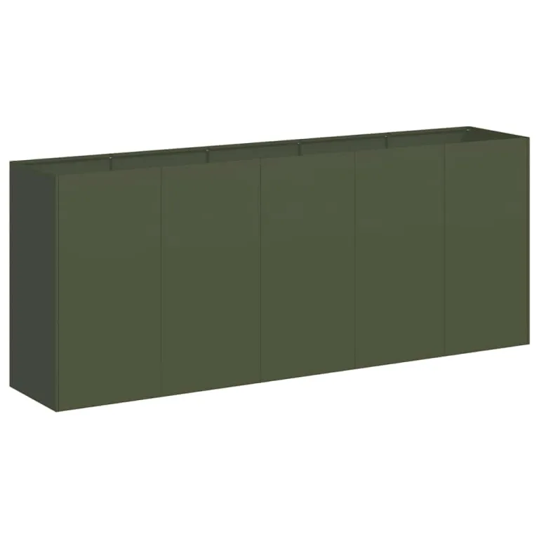vidaXL Pflanzkübel Olivgrün 200x40x80 cm Kaltgewalzter Stahl, Pflanzschale, Garten-Garten-Pflanzkübel, Outdoor-Pflanzgefäß, Hochbeet, Pflanzgefäß – Bild 1