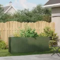 vidaXL Pflanzkübel Olivgrün 200x40x80 cm Kaltgewalzter Stahl, Pflanzschale, Garten-Garten-Pflanzkübel, Outdoor-Pflanzgefäß, Hochbeet, Pflanzgefäß - Thumbnail 2