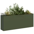 vidaXL Pflanzkübel Olivgrün 200x40x80 cm Kaltgewalzter Stahl, Pflanzschale, Garten-Garten-Pflanzkübel, Outdoor-Pflanzgefäß, Hochbeet, Pflanzgefäß - Thumbnail 4