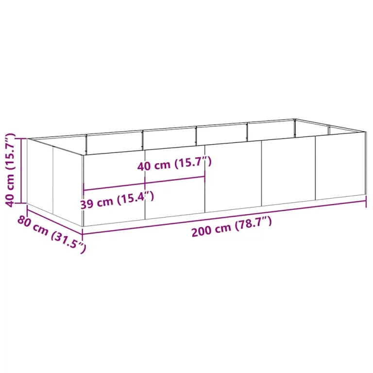 vidaXL Pflanzkübel 200x80x40 cm Verzinkter Stahl, Pflanzschale, Garten-Garten-Pflanzkübel, Outdoor-Pflanzgefäß, Hochbeet, Pflanzgefäß, Blumenkasten – Bild 3