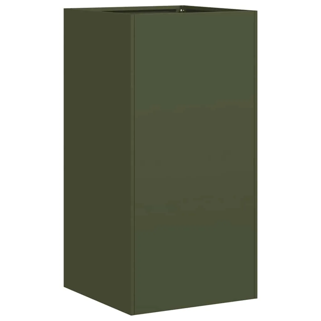 vidaXL Pflanzkübel Olivgrün 40x40x80 cm Kaltgewalzter Stahl, Pflanzschale, Garten-Garten-Pflanzkübel, Outdoor-Pflanzgefäß, Hochbeet, Pflanzgefäß - Bild 1