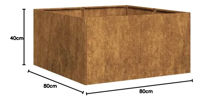 vidaXL Pflanzkübel Rostig 80x80x40 cm Wetterfester Stahl, Pflanzschale, Garten-Garten-Pflanzkübel, Outdoor-Pflanzgefäß, Hochbeet, Pflanzgefäß – Bild 3