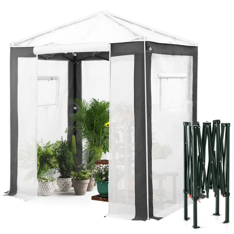 Eagle Peak Tragbares begehbares Gewächshaus mit Polyester-verstärkten Ecken, sofortiges Aufklappen, für drinnen und draußen, Gartenarbeit, Grünhaus, aufrollbare Eingangstür mit Reißverschluss und – Bild 1