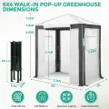 Eagle Peak Tragbares begehbares Gewächshaus mit Polyester-verstärkten Ecken, sofortiges Aufklappen, für drinnen und draußen, Gartenarbeit, Grünhaus, aufrollbare Eingangstür mit Reißverschluss und - Thumbnail 3