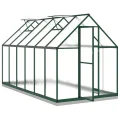 Festnight Gewächshaus mit Fundamentrahmen Gewächshaus Aluminium Gewächshaus Winterfest Garten glashaus UV-SchutzTreibhaus Aufzucht Pflanzenhaus Tomatenhaus-Grün-334 x 169 x 202 cm - Thumbnail 6
