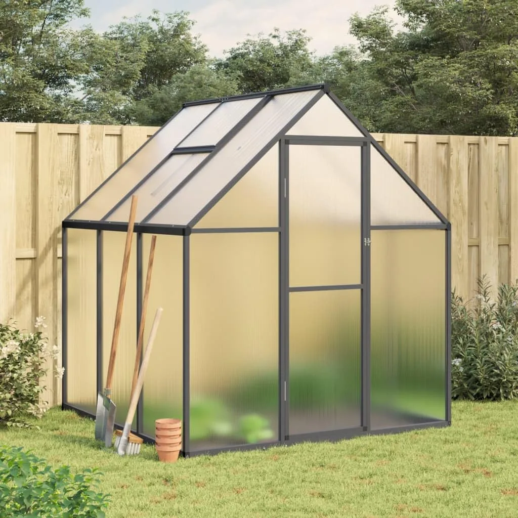 Festnight Gewächshaus mit Fundamentrahmen Gewächshaus Aluminium Gewächshaus Winterfest Garten glashaus UV-SchutzTreibhaus Aufzucht Pflanzenhaus Tomatenhaus-Anthrazit-169 x 169 x 195 cm - Bild 1