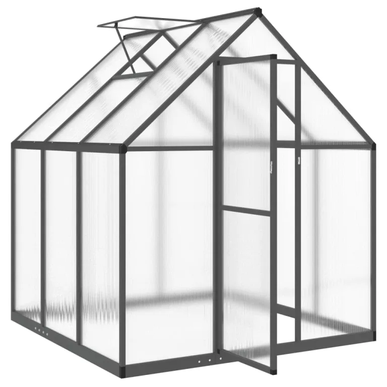 Festnight Gewächshaus mit Fundamentrahmen Gewächshaus Aluminium Gewächshaus Winterfest Garten glashaus UV-SchutzTreibhaus Aufzucht Pflanzenhaus Tomatenhaus-Anthrazit-169 x 169 x 195 cm – Bild 6