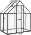 Festnight Gewächshaus mit Fundamentrahmen Gewächshaus Aluminium Gewächshaus Winterfest Garten glashaus UV-SchutzTreibhaus Aufzucht Pflanzenhaus Tomatenhaus-Anthrazit-169 x 114 x 195 cm - Thumbnail 7