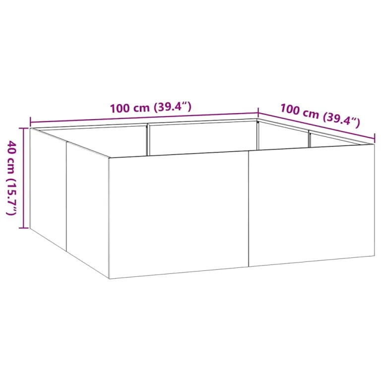 vidaXL Pflanzkübel Rostig 100x100x40 cm Wetterfester Stahl, Pflanztopf, Pflanzenständer, Hochbeet, Pflanzgefäßständer, Pflanzentablett, Gartenpflanzer – Bild 3