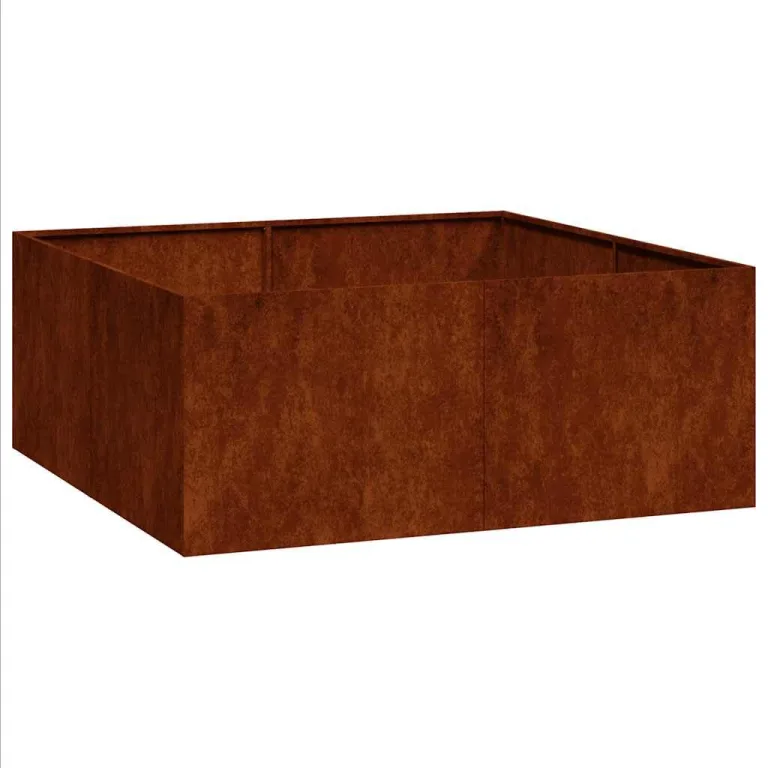 vidaXL Pflanzkübel Rostig 100x100x40 cm Wetterfester Stahl, Pflanztopf, Pflanzenständer, Hochbeet, Pflanzgefäßständer, Pflanzentablett, Gartenpflanzer – Bild 1