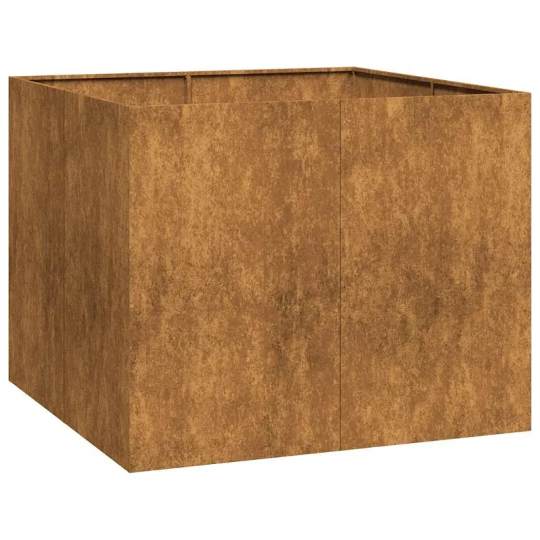vidaXL Pflanzkübel Rostig 100x100x80 cm Wetterfester Stahl, Pflanztopf, Pflanzenständer, Hochbeet, Pflanzgefäßständer, Pflanzentablett, Gartenpflanzer – Bild 1