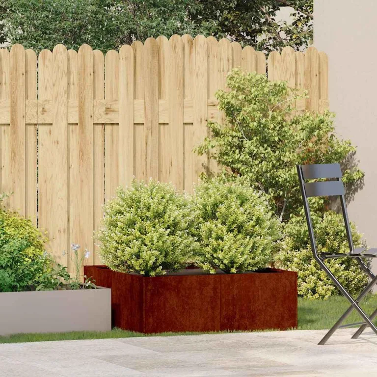 vidaXL Pflanzkübel Rostig 80x80x30 cm Wetterfester Stahl, Pflanztopf, Pflanzenständer, Hochbeet, Pflanzgefäßständer, Pflanzentablett, Gartenpflanzer – Bild 2