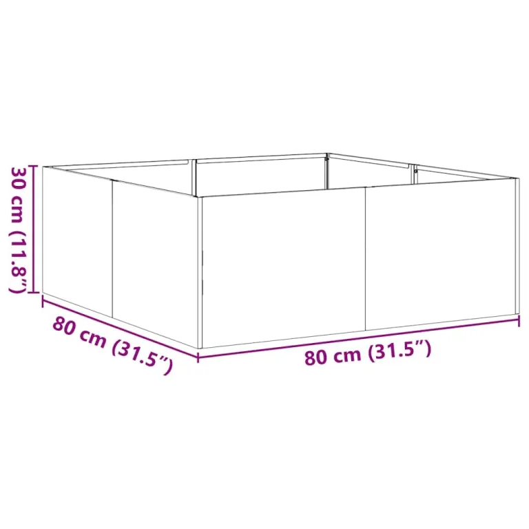 vidaXL Pflanzkübel Rostig 80x80x30 cm Wetterfester Stahl, Pflanztopf, Pflanzenständer, Hochbeet, Pflanzgefäßständer, Pflanzentablett, Gartenpflanzer – Bild 3