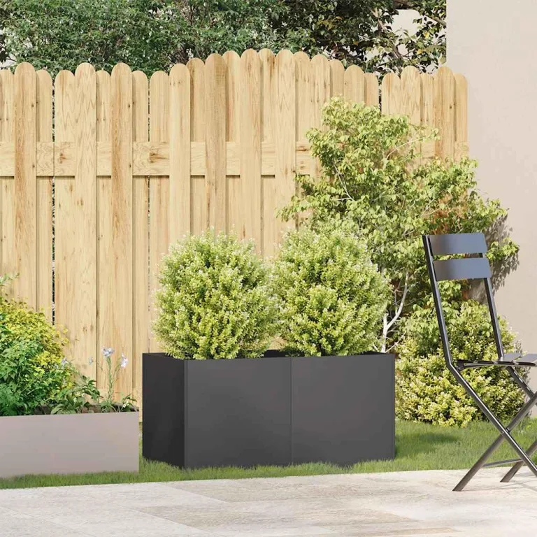 vidaXL Pflanzkübel Schwarz 80x40x40 cm Kaltgewalzter Stahl, Pflanzschale, Garten-Garten-Pflanzkübel, Outdoor-Pflanzgefäß, Hochbeet, Pflanzgefäß – Bild 2