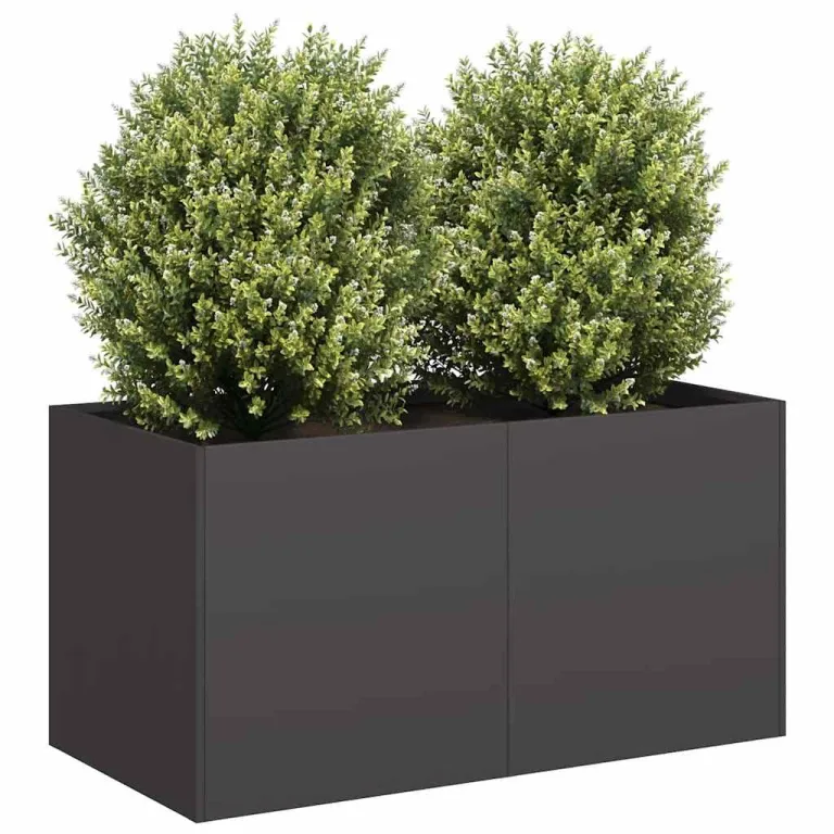 vidaXL Pflanzkübel Schwarz 80x40x40 cm Kaltgewalzter Stahl, Pflanzschale, Garten-Garten-Pflanzkübel, Outdoor-Pflanzgefäß, Hochbeet, Pflanzgefäß – Bild 4