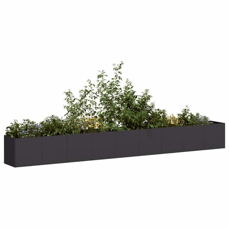 vidaXL Pflanzkübel Schwarz 360x40x40 cm Kaltgewalzter Stahl, Pflanzschale, Garten-Garten-Pflanzkübel, Outdoor-Pflanzgefäß, Hochbeet, Pflanzgefäß – Bild 3