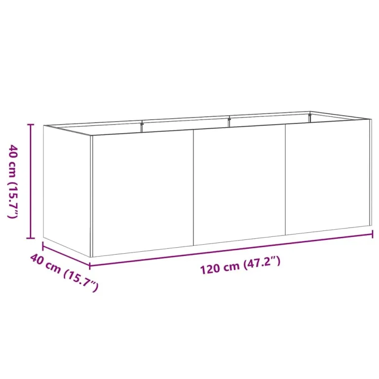 vidaXL Pflanzgefäß Schwarz 120 x 40 x 40 cm Kaltgewalzter Stahl – Bild 2