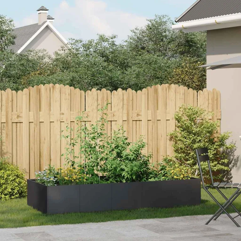 vidaXL Pflanzgefäß Schwarz 200x80x40 cm Stahl, Pflanzschale, Garten-Garten-Pflanzkübel, Outdoor-Pflanzgefäß, Hochbeet, Pflanzgefäß, Blumenkasten – Bild 2
