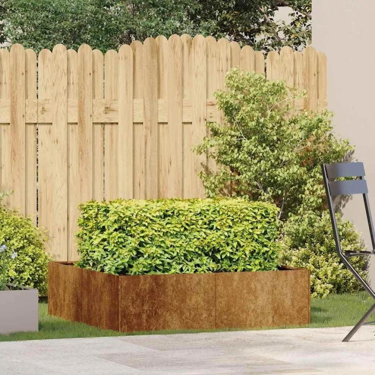 vidaXL Pflanzkübel Rostig 100x100x30 cm Wetterfester Stahl, Pflanztopf, Pflanzenständer, Hochbeet, Pflanzgefäßständer, Pflanzentablett, Gartenpflanzer – Bild 2