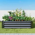 Hochbeet-Set aus Verzinkter Metall, Pflanzbeet Hochbeete für Garten, 120x60x30 cm, Hochbeete-kit für Gemüse Blumen Sukkulenten Kräuter, Blumenbeet & Pflanzentrog, Rechteckig, Schwarz - Thumbnail 8