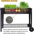 Hochbeet, Stehender Pflanzkasten, Blumenkasten mit Ablageboden, Kräuterbeet, Hochbeete-Kit aus Metall, Pflanzbeet Blumenbeet für Garten Balkon Terrasse, 100 x 28 x 80 cm, Rechteckig, Schwarz - Thumbnail 5