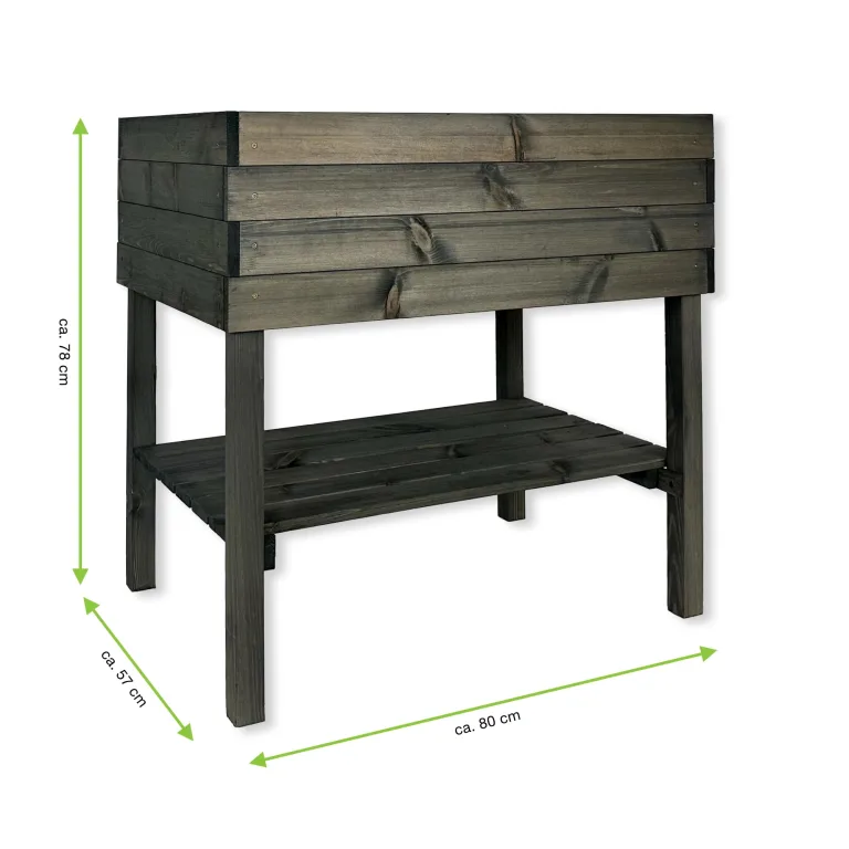 gartenetage Hochbeet XL mit Ablage und Pflanzfolie - Wetterfest, Ergonomisch, Inklusive Schutzlasur, Robustes Kiefernholz, Anthrazit – Bild 3
