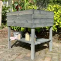 gartenetage Hochbeet XL mit Ablage und Pflanzfolie - Wetterfest, Ergonomisch, Inklusive Schutzlasur, Robustes Kiefernholz, Anthrazit - Thumbnail 5