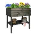gartenetage Hochbeet XL mit Ablage und Pflanzfolie - Wetterfest, Ergonomisch, Inklusive Schutzlasur, Robustes Kiefernholz, Anthrazit - Thumbnail 1