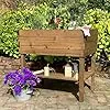 gartenetage Hochbeet XL mit Ablage und Pflanzfolie - Wetterfest, Ergonomisch, Inklusive Schutzlasur, Robustes Kiefernholz, Braun – Bild 2