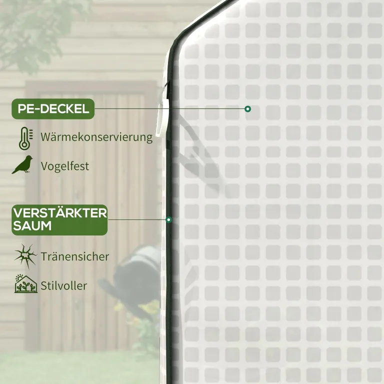 Outsunny Gewächshausfolie 1,4 x 1,9 m, wasserdicht Gartenfolie mit UV Schutz Seitenfenster, Reißfest Folie aus Polyethylen, Abdeckplane für Treibhaus, Tunnelfolie für Außenbereich, Pflanzen, Weiß – Bild 3
