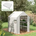 Outsunny Gewächshausfolie 1,4 x 1,9 m, wasserdicht Gartenfolie mit UV Schutz Seitenfenster, Reißfest Folie aus Polyethylen, Abdeckplane für Treibhaus, Tunnelfolie für Außenbereich, Pflanzen, Weiß - Thumbnail 2