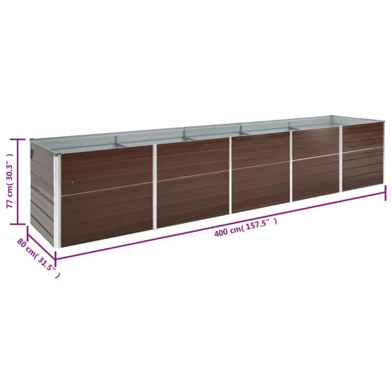 Myheimly Garten-Hochbeet Verzinkter Stahl 400×80×77 cm Braun – Bild 6