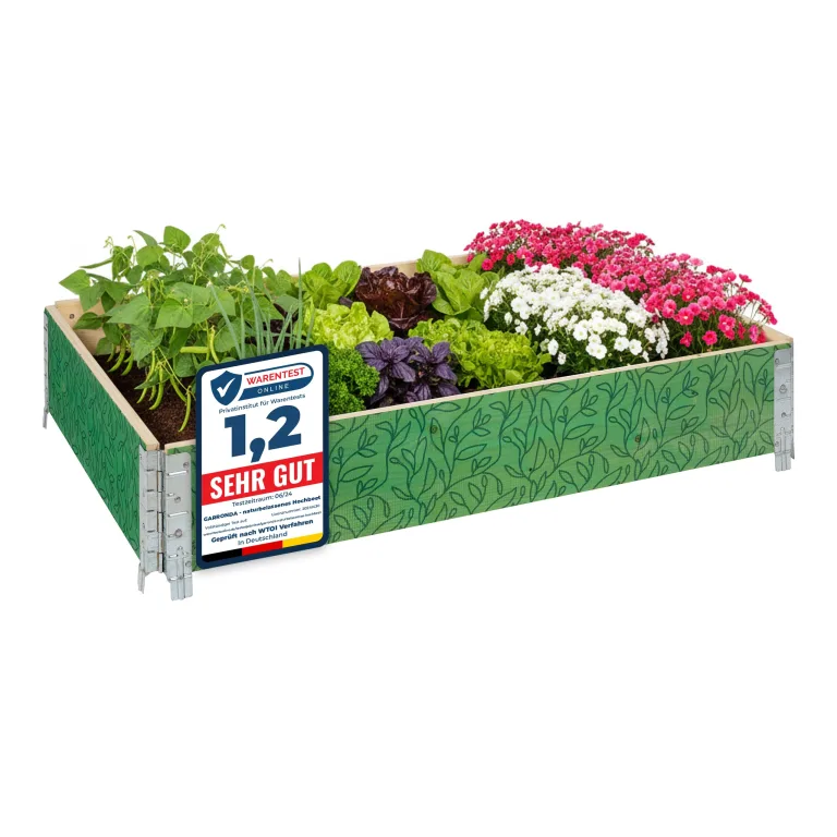 Garronda Holzaufsatzrahmen mit Print - Hochbeete für Pflanzen Blumen Kräuter Obst und Gemüse Aufbewahrungskiste aus Holz mit dekorativem Druck GD-0075 (120x80x20 cm, Blatt mit Hintergrund, 1St) – Bild 1