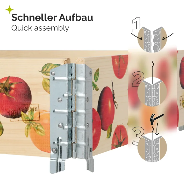 Garronda Holzaufsatzrahmen mit Print - Hochbeete für Pflanzen Blumen Kräuter Obst und Gemüse Aufbewahrungskiste aus Holz mit dekorativem Druck GD-0075 (120x80x20 cm, Tomate, 3St) – Bild 3