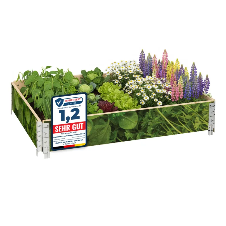 Garronda Holzaufsatzrahmen mit Print - Hochbeete für Pflanzen Blumen Kräuter Obst und Gemüse Aufbewahrungskiste aus Holz mit dekorativem Druck GD-0075 (120x80x20 cm, Tomate, 3St) – Bild 9